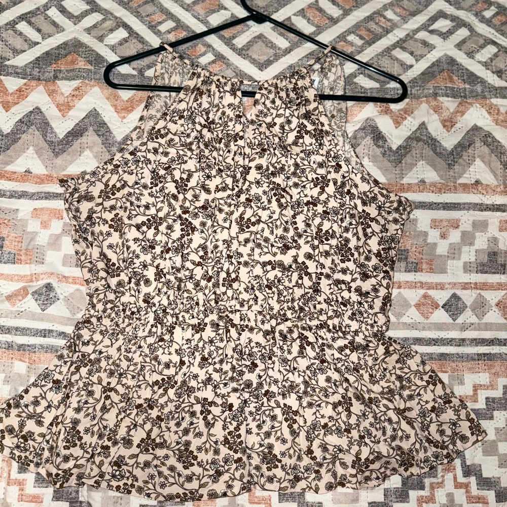Old Navy Black Floral Peplum Blouse